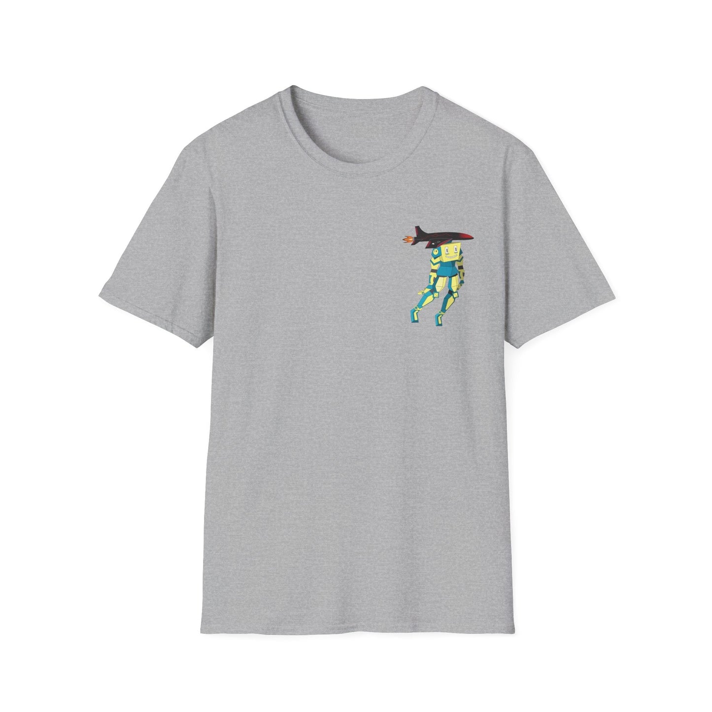 Cute Robot Dog Pocket Tee in Sport Grey, back view