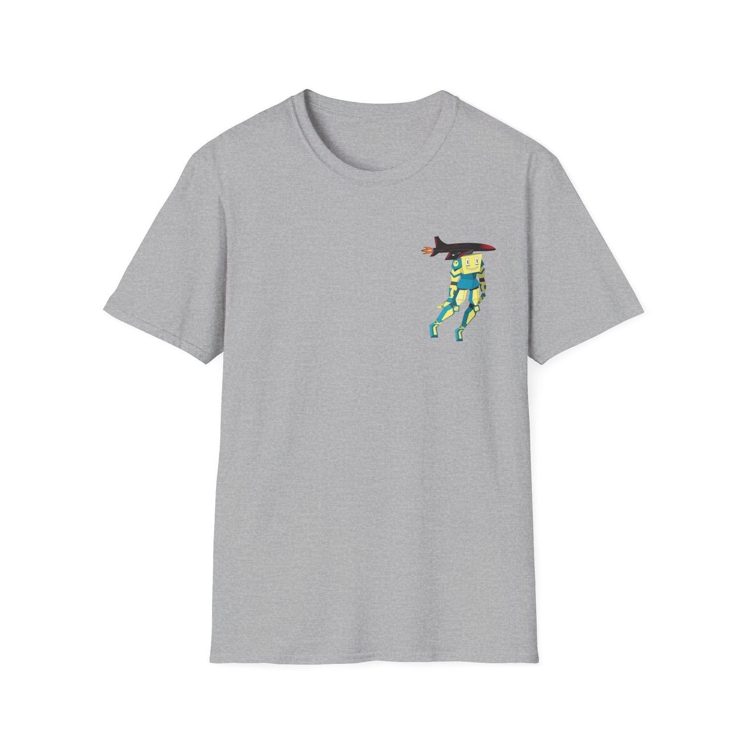Cute Robot Dog Pocket Tee in Sport Grey, back view