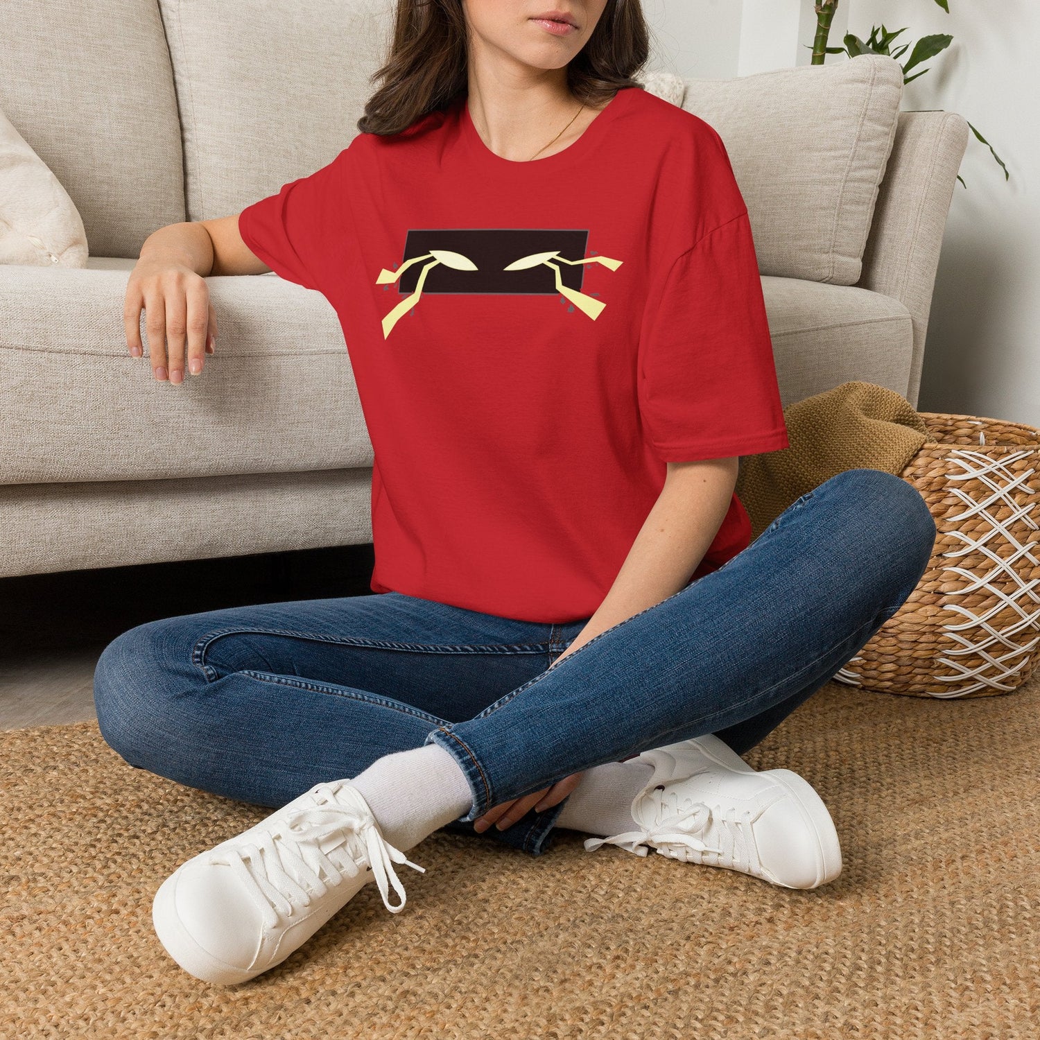 Minimalist Eyes Graphic T-Shirt in Dark Heather, back view