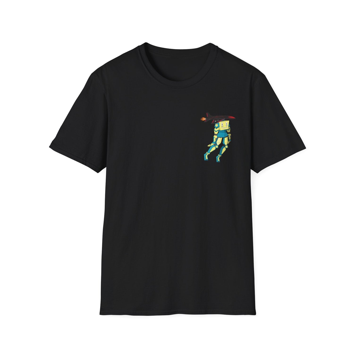 Cute Robot Dog Pocket Tee in Red, close-up of chest graphic