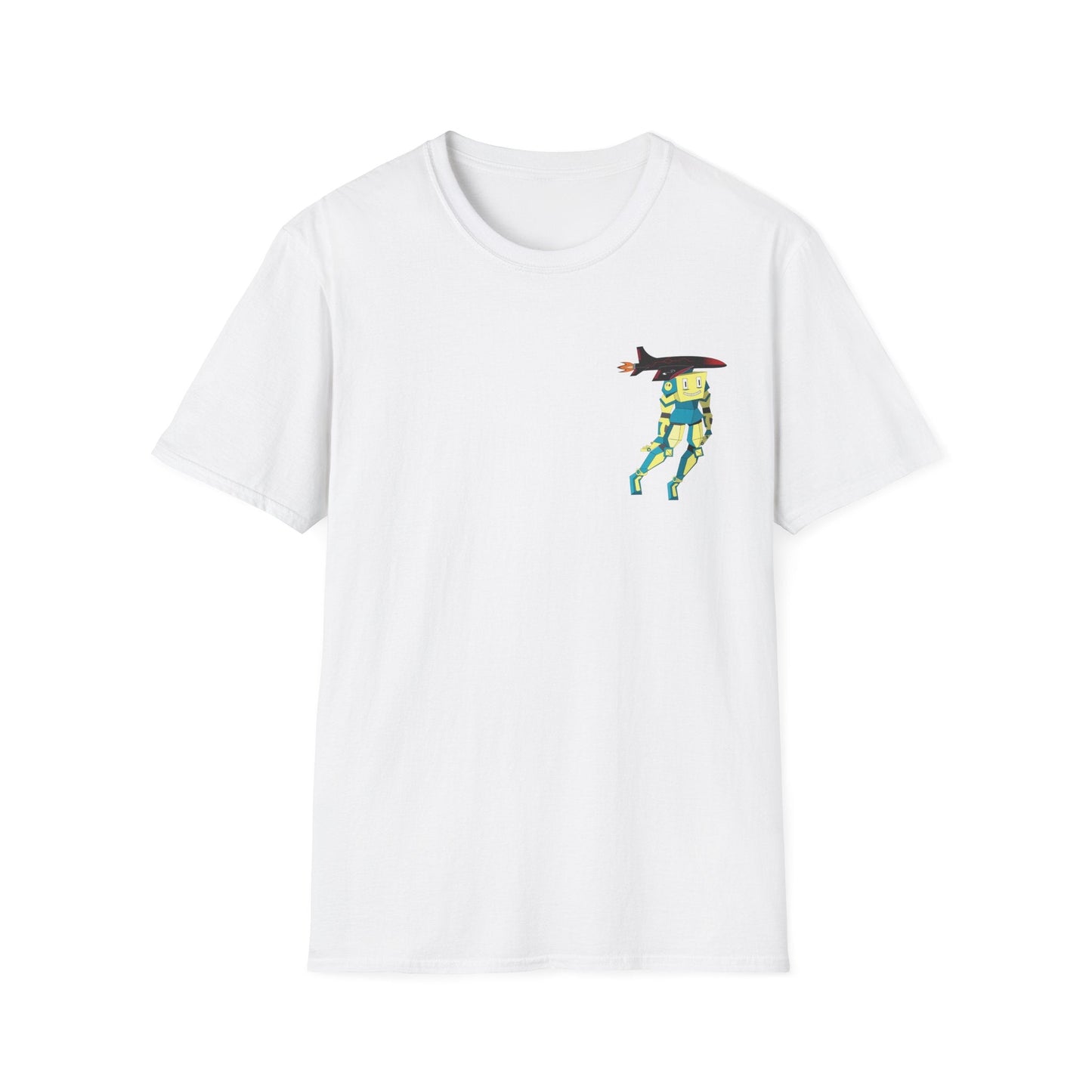 Cute Robot Dog Pocket Tee in Navy, lifestyle photo