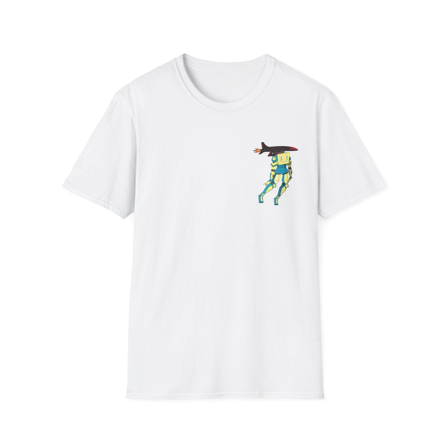 Cute Robot Dog Pocket Tee in Navy, lifestyle photo