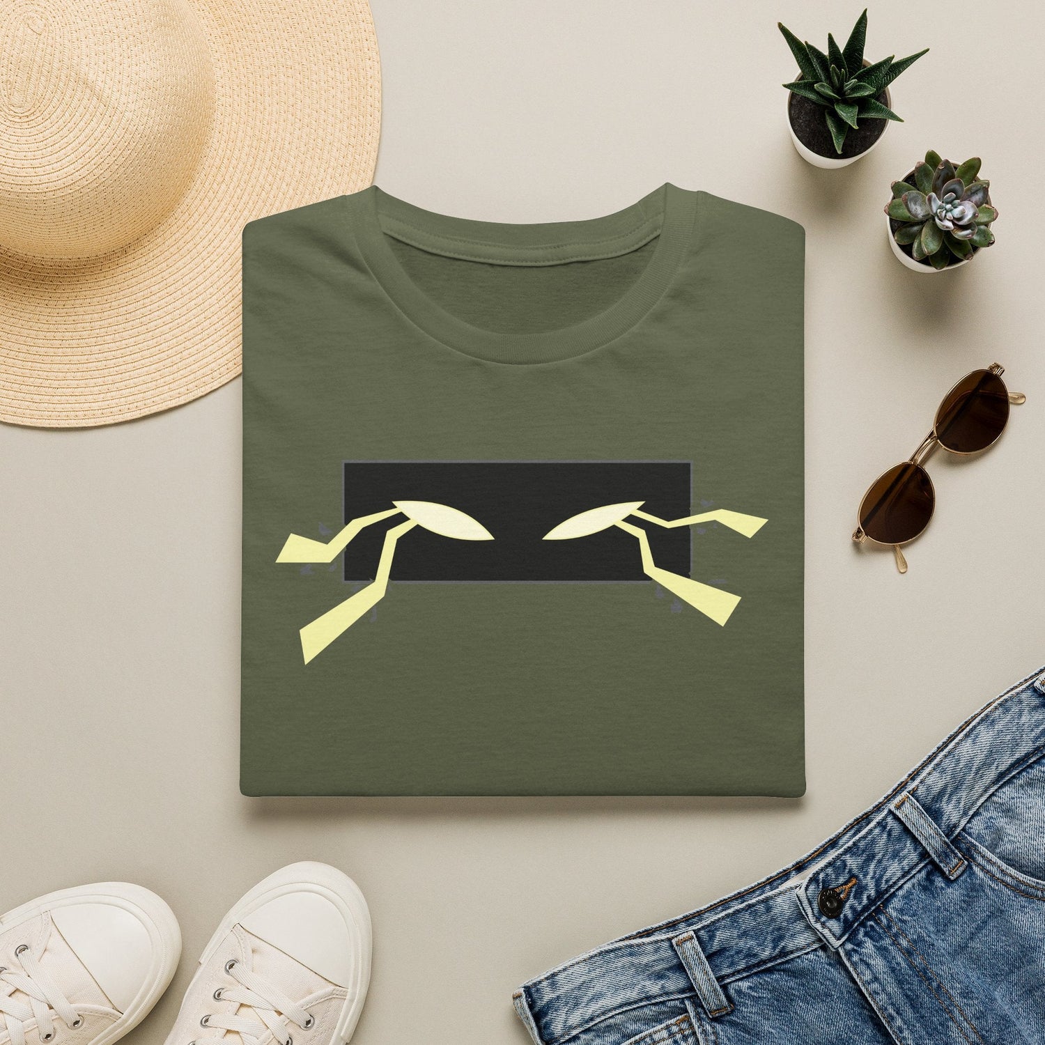 Minimalist Eyes Graphic T-Shirt in Navy, back view