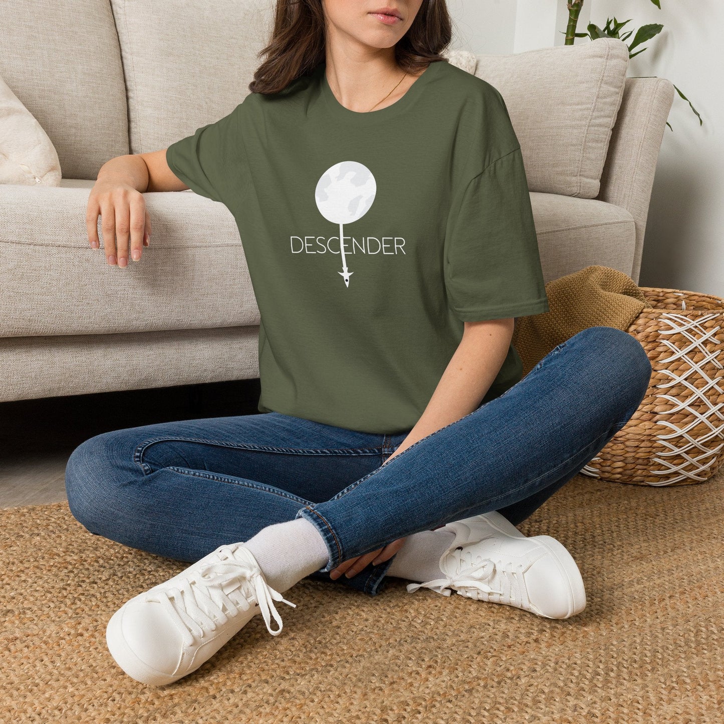 Descender Moon T-Shirt in Black, lifestyle photo