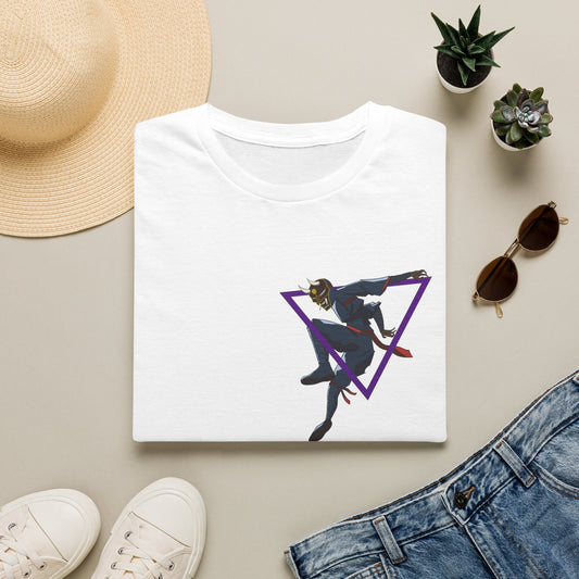 Raven Shadow Anime Graphic T-Shirt in Light Blue, front view