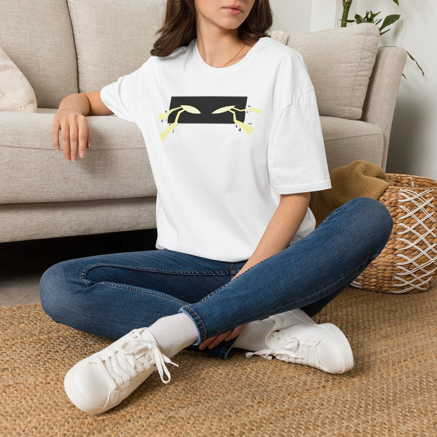 Minimalist Eyes Graphic T-Shirt in Red, back view