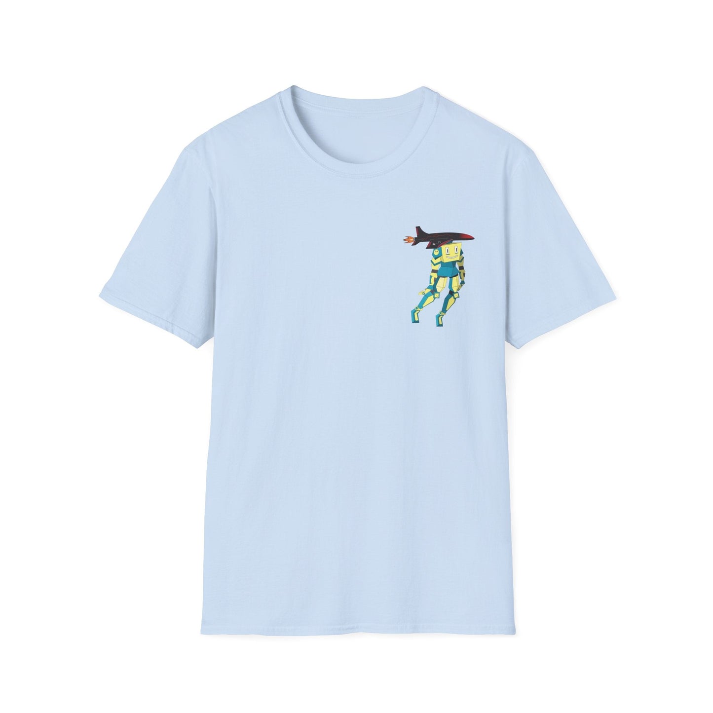 Cute Robot Dog Pocket Tee in White, front view