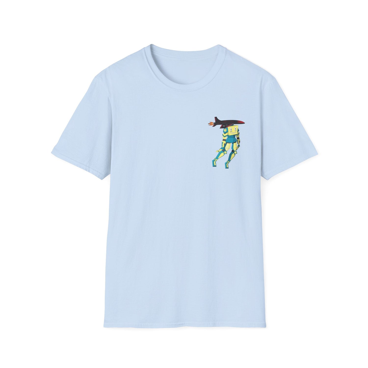 Cute Robot Dog Pocket Tee in White, front view