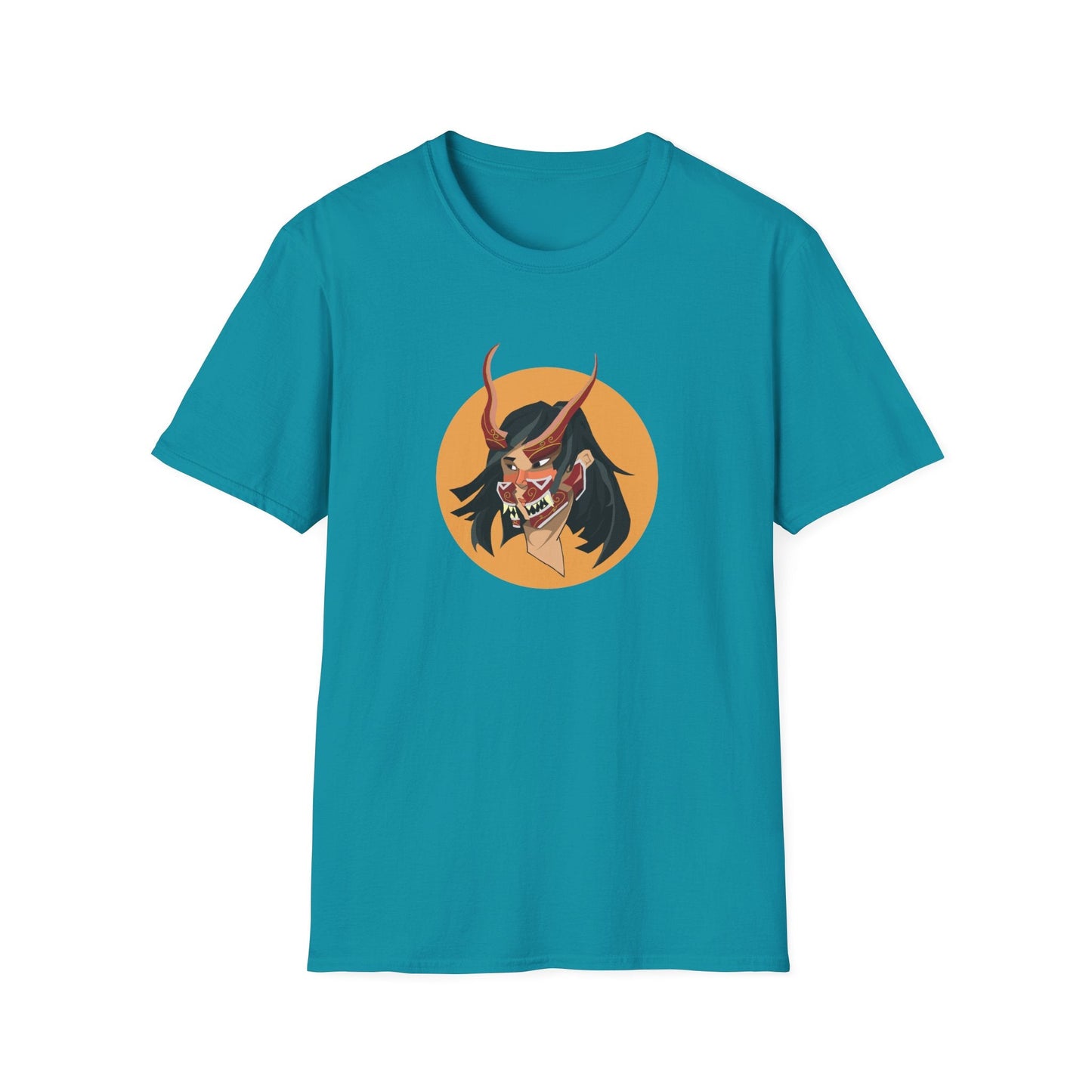 Demon Hannya Mask T-Shirt in Black, front view