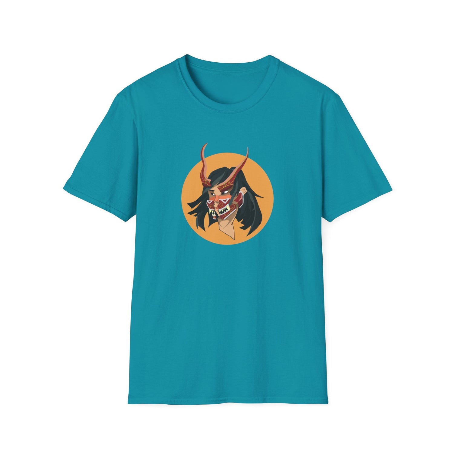 Demon Hannya Mask T-Shirt in Black, front view
