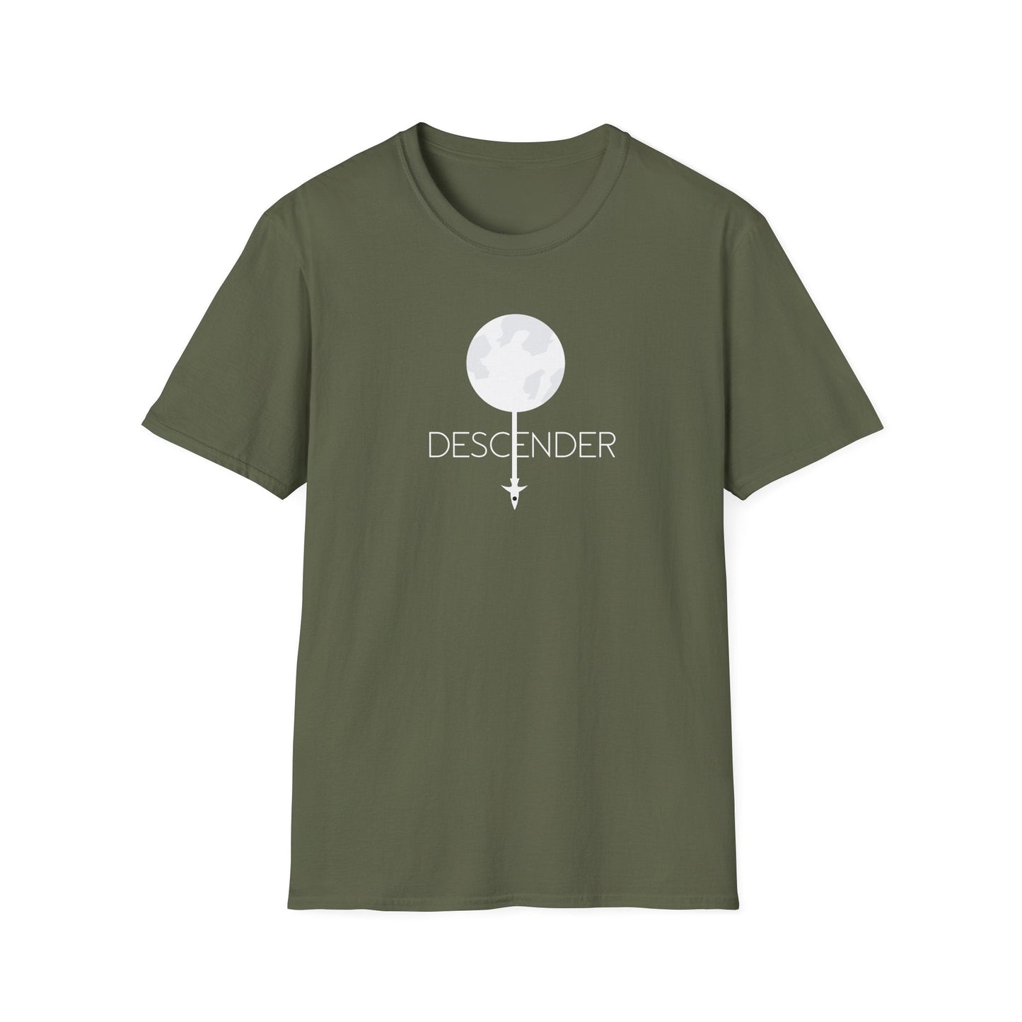 Descender Moon T-Shirt in Military Green, front view