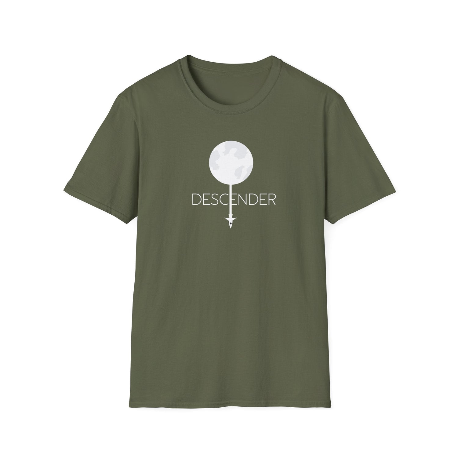 Descender Moon T-Shirt in Military Green, front view