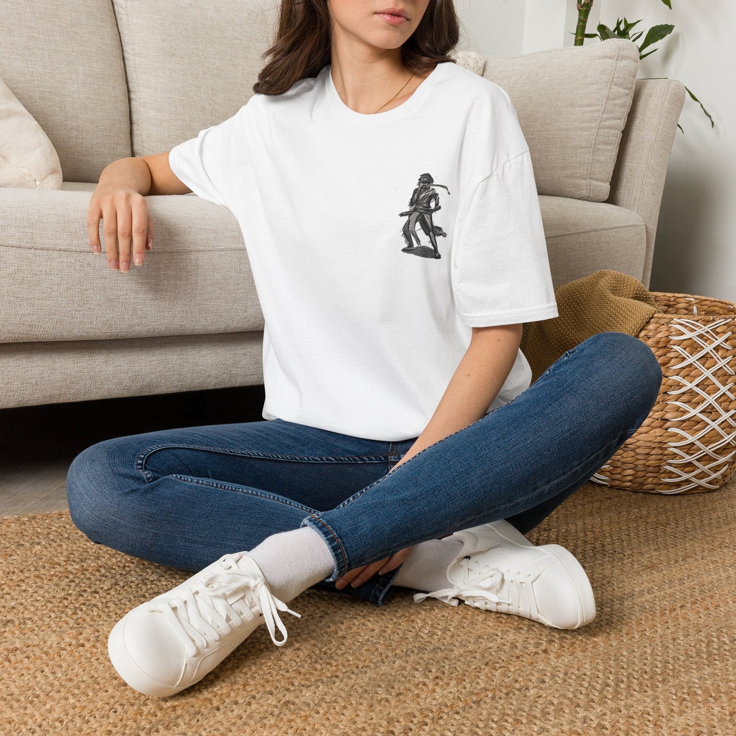 Pirate Skull & Swords T-Shirt in Red, close-up of chest graphic