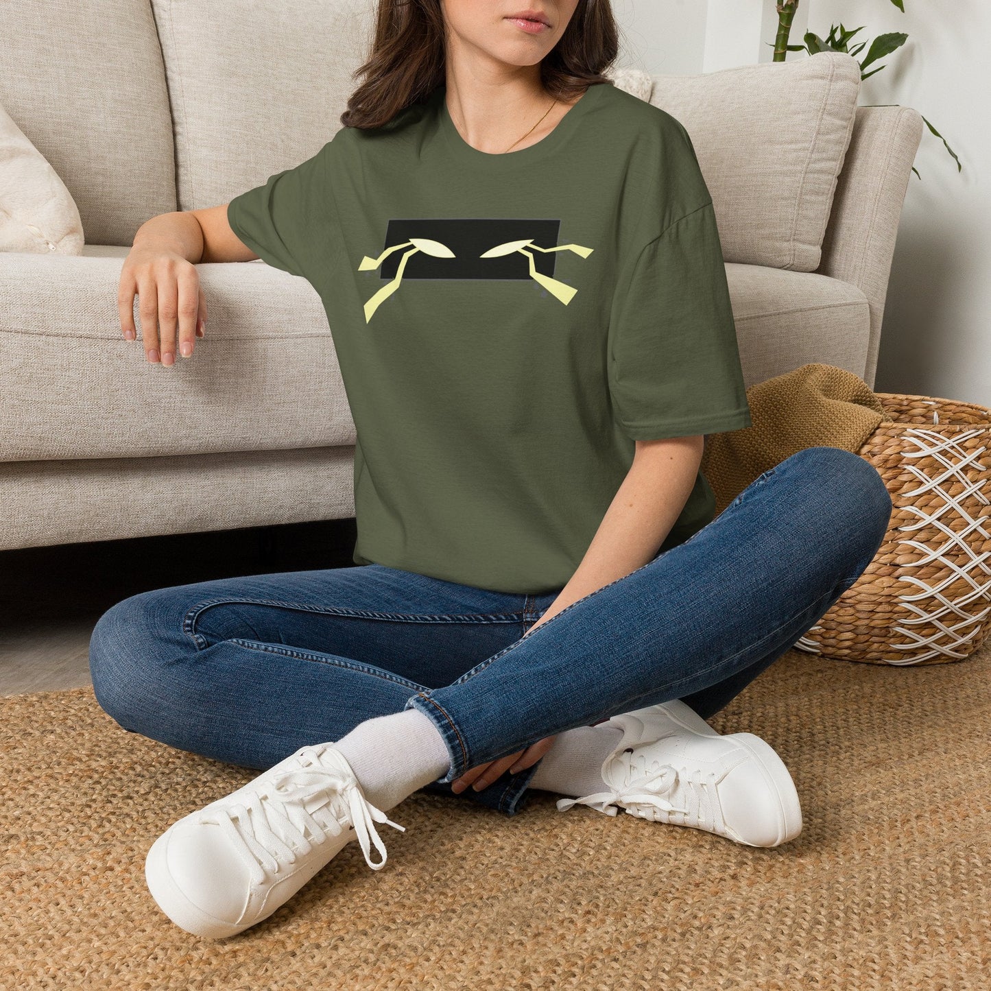 Minimalist Eyes Graphic T-Shirt in White, front view