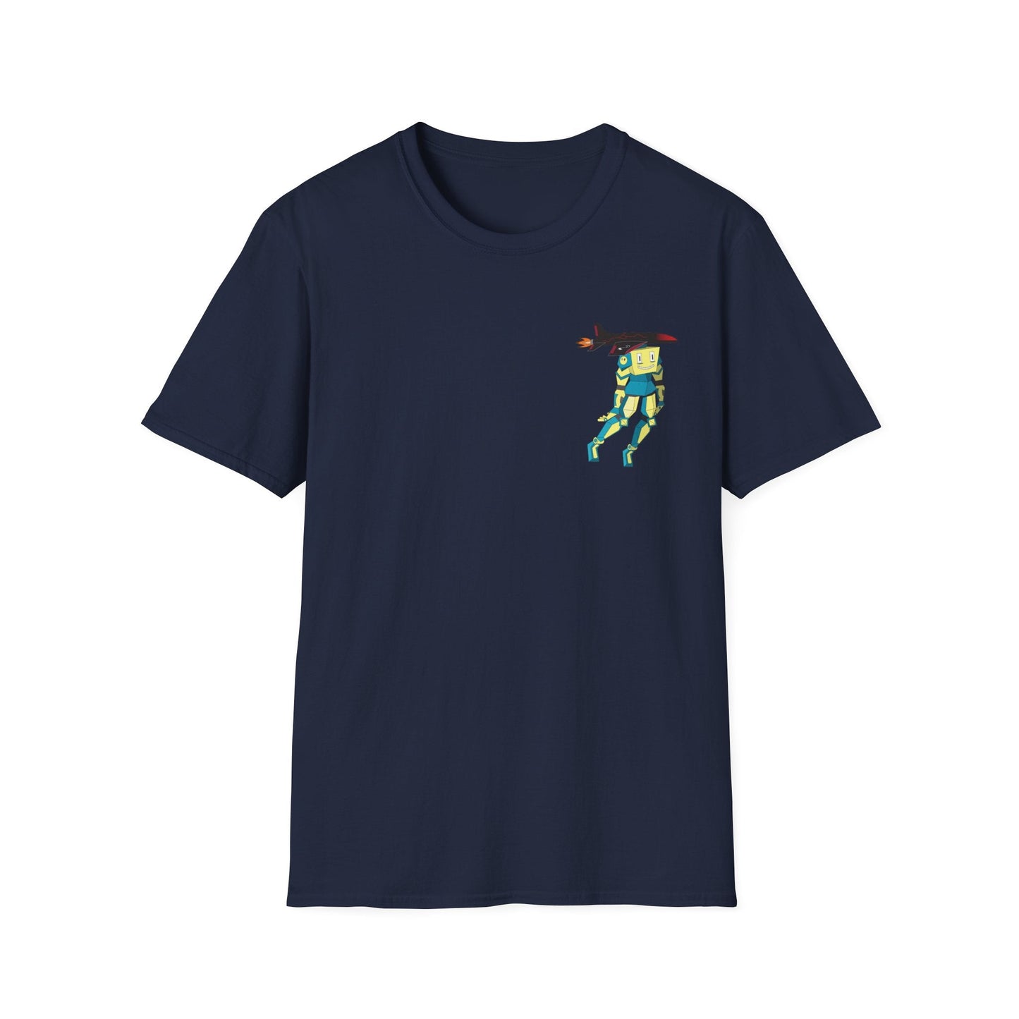 Cute Robot Dog Pocket Tee in White, lifestyle photo