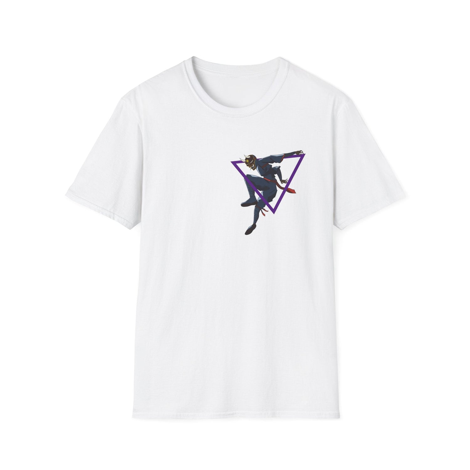 Raven Shadow Anime Graphic T-Shirt in Navy, close-up of chest graphic