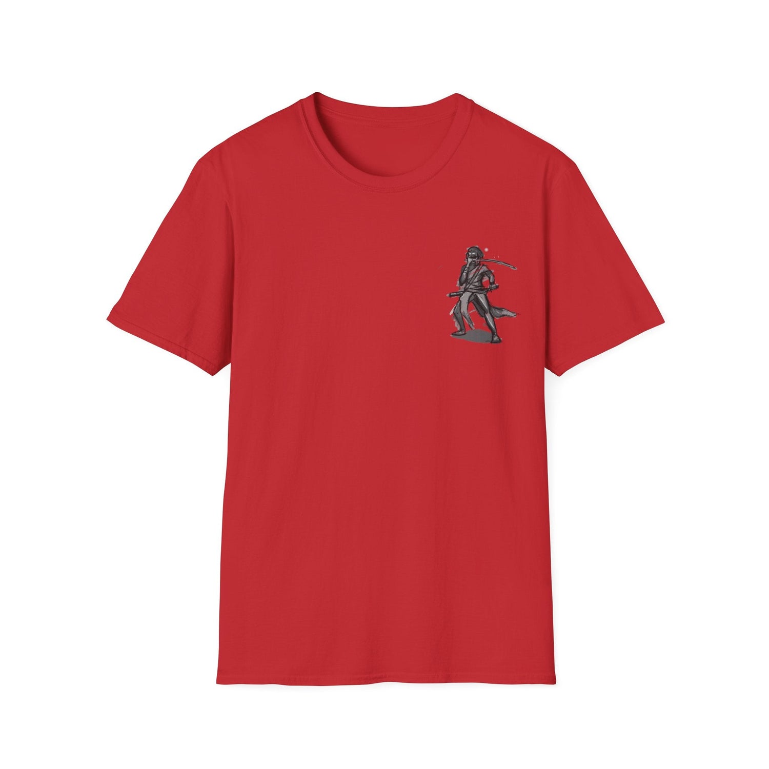 Pirate Skull & Swords T-Shirt in Heather Royal, close-up of chest graphic