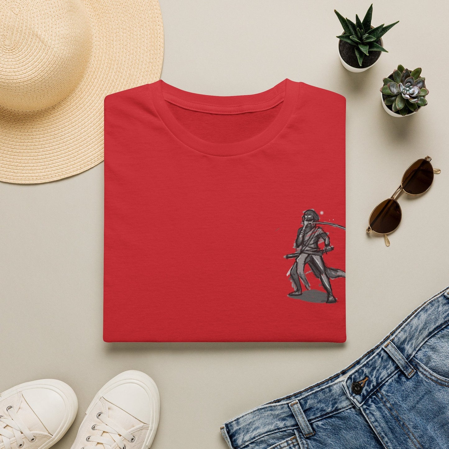 Pirate Skull & Swords T-Shirt in Red, back view