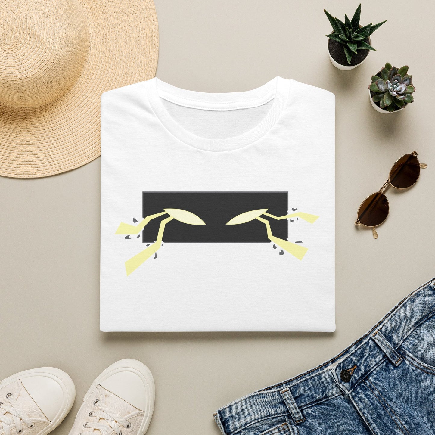Minimalist Eyes Graphic T-Shirt in Navy, front view