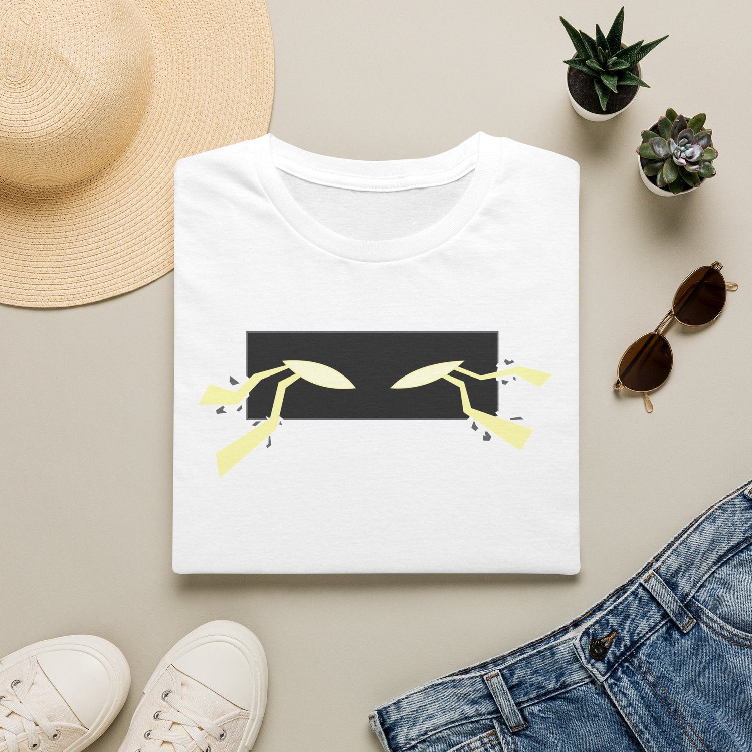 Minimalist Eyes Graphic T-Shirt in Navy, front view
