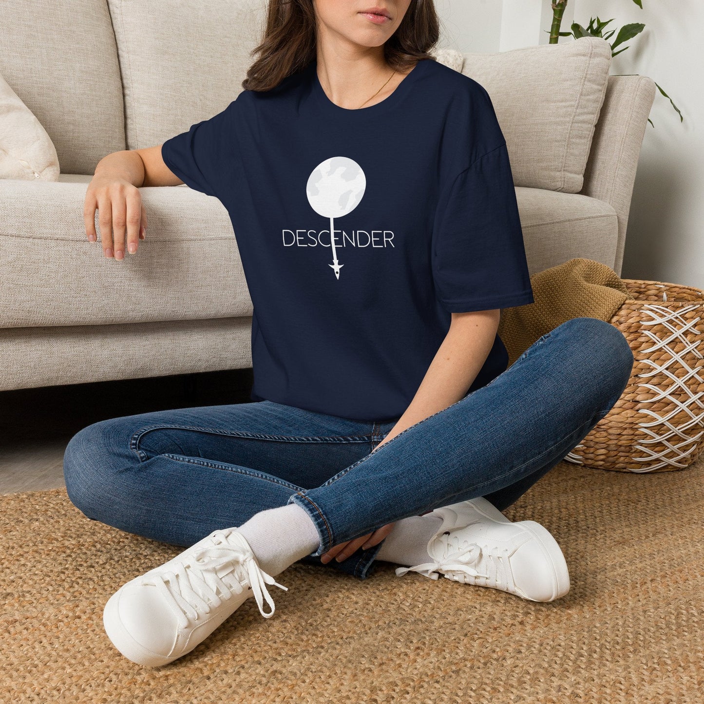 Descender Moon T-Shirt in Dark Heather, back view