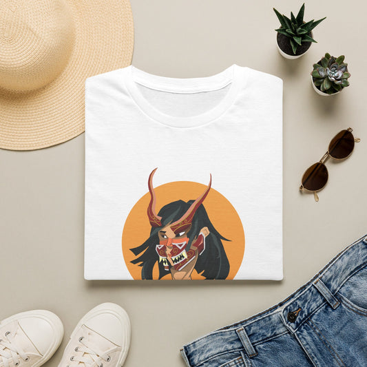 Demon Hannya Mask T-Shirt in Navy, back view