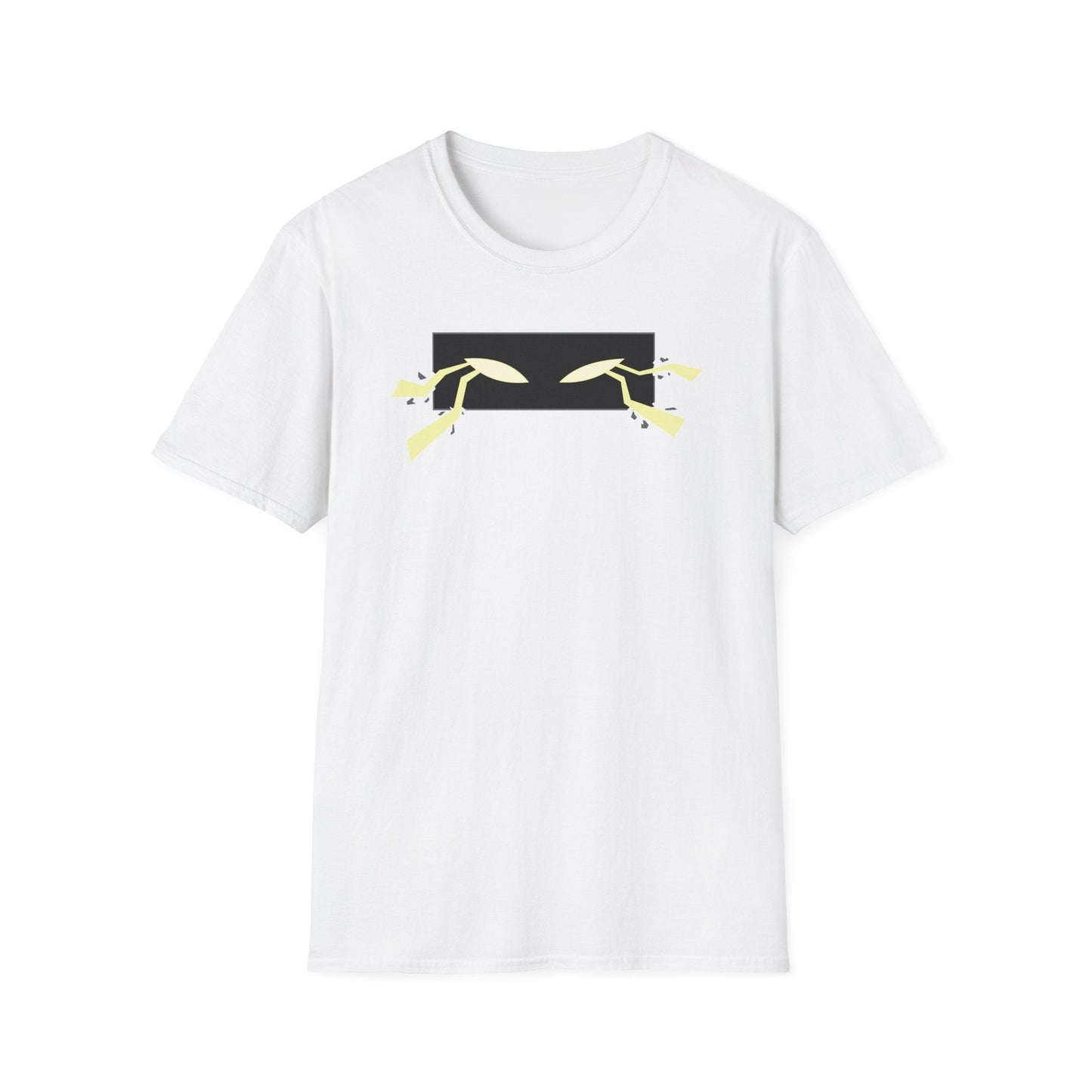 Minimalist Eyes Graphic T-Shirt in Red, close-up of chest graphic