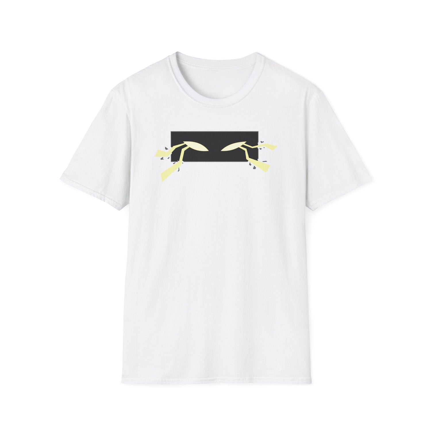 Minimalist Eyes Graphic T-Shirt in Red, close-up of chest graphic