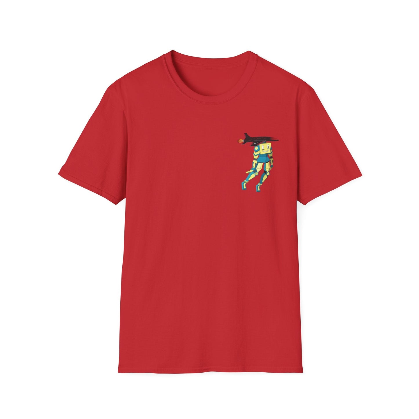 Cute Robot Dog Pocket Tee in Black, close-up of chest graphic