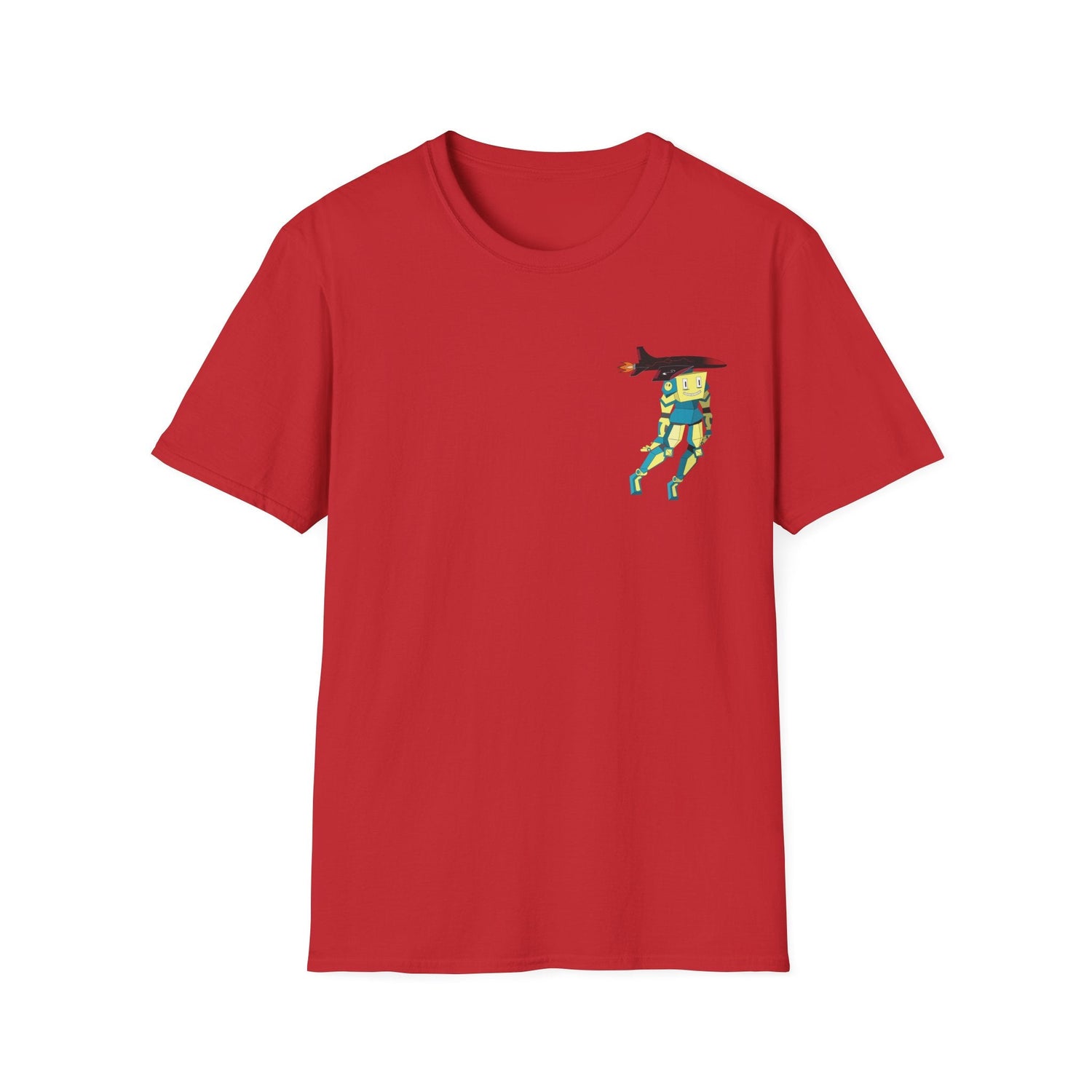 Cute Robot Dog Pocket Tee in Black, close-up of chest graphic