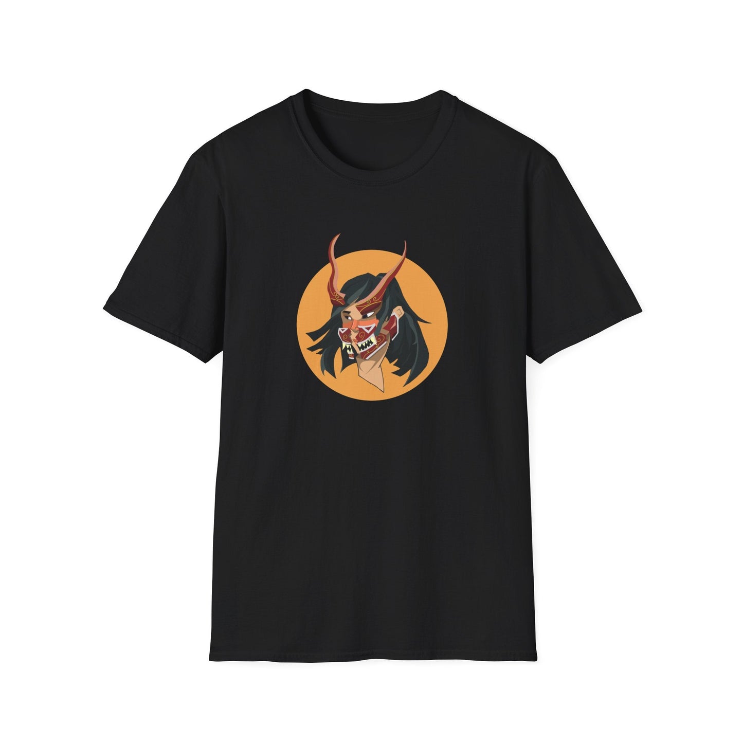 Demon Hannya Mask T-Shirt in Sport Grey, close-up of chest graphic