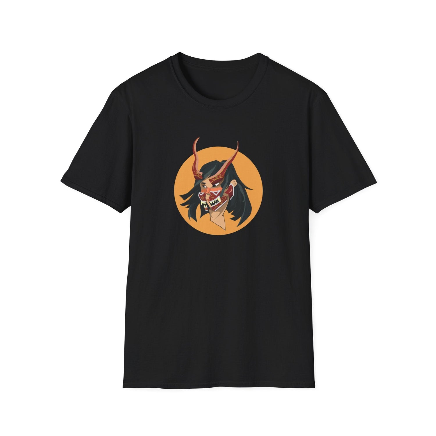 Demon Hannya Mask T-Shirt in Sport Grey, close-up of chest graphic