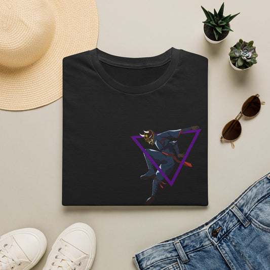 Raven Shadow Anime Graphic T-Shirt in Light Blue, back view